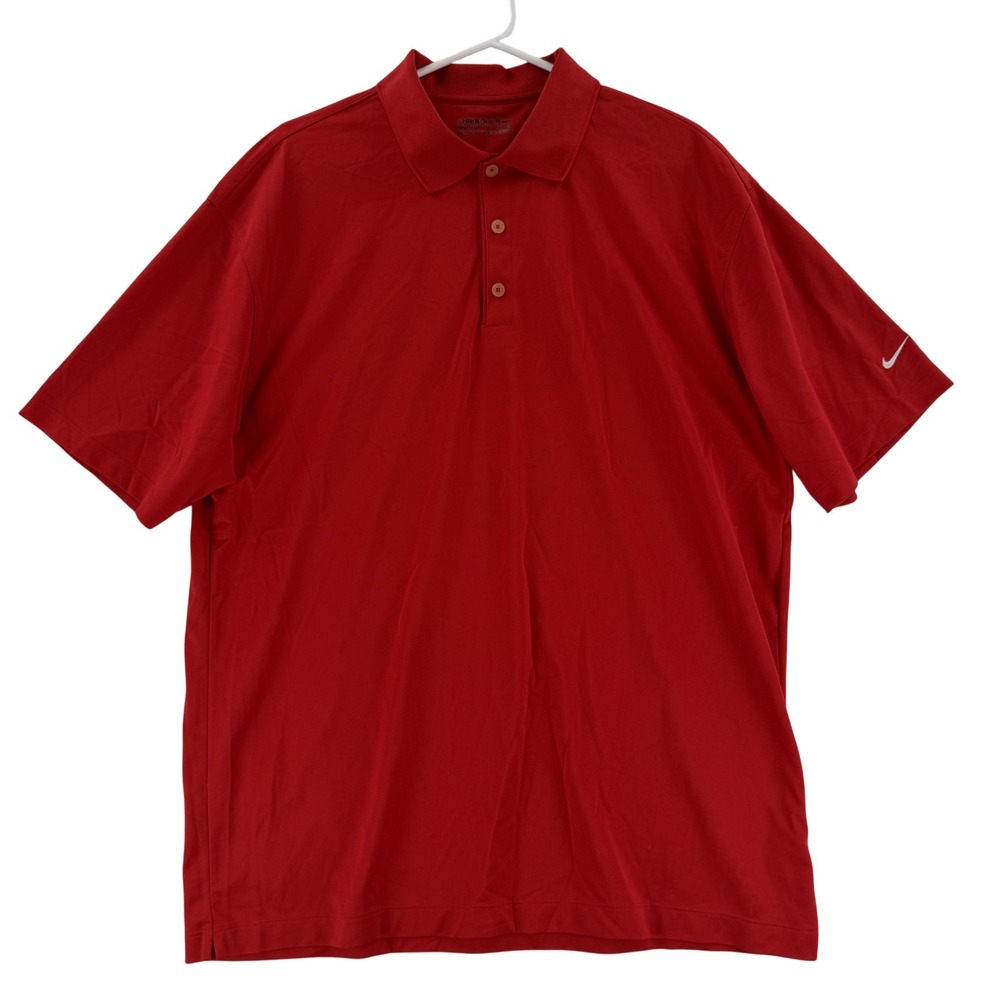 Nike Golf Polo Shirt Mens XL Red NikeFIT Dry Swoosh Short Sleeve Athletic Top‎